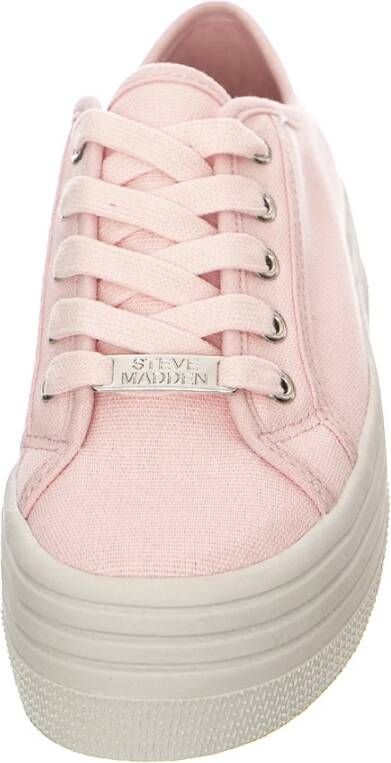 Steve Madden Lage Profiel Roze Stoffen Veterschoenen Pink Dames