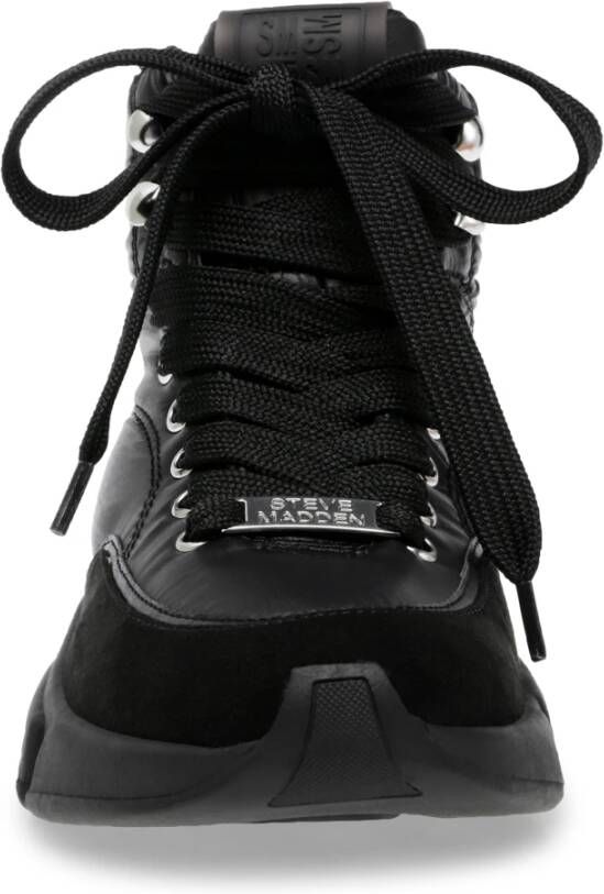 Steve Madden Zwarte High-Top Vetersneakers Black Dames