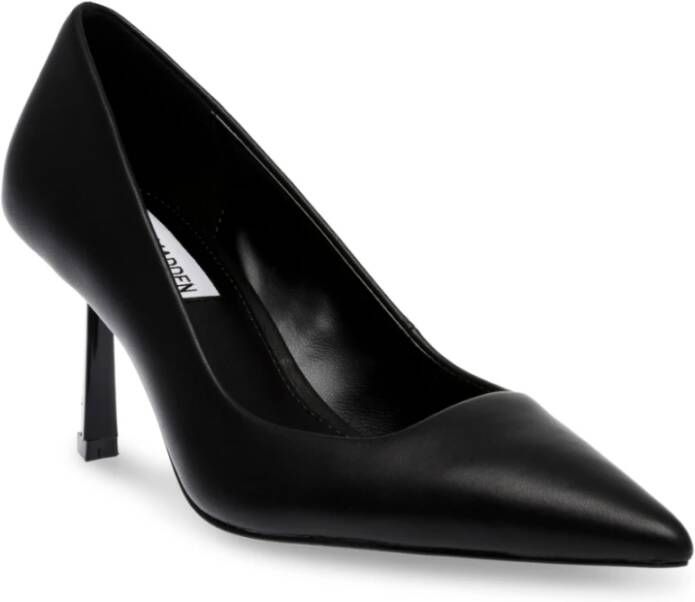 Steve Madden Zwarte leren stilettohakpomp Black Dames