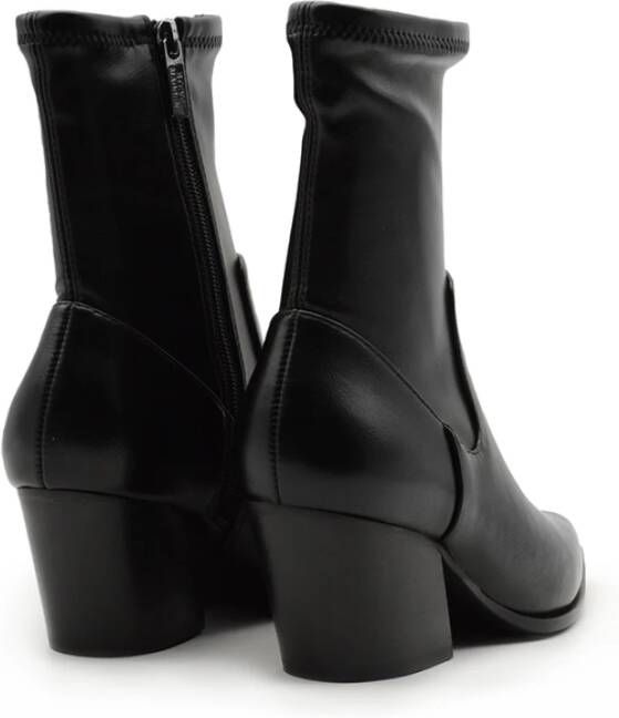 Steve Madden Zwarte Texaanse Stijl Elastische Leren Laarzen Black Dames