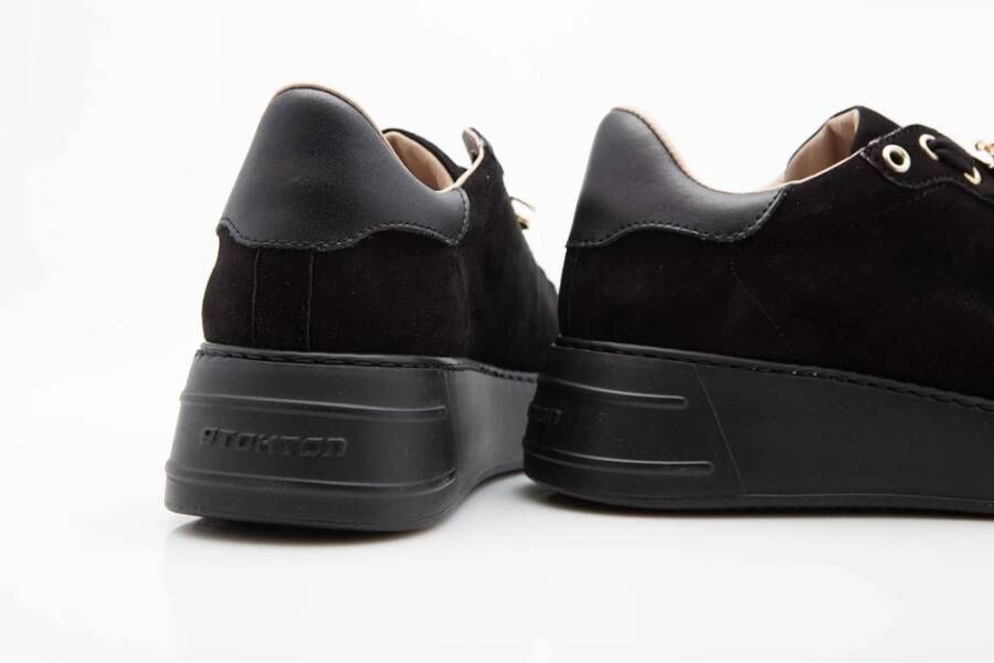 Stokton Insect Versierde Zwarte Suède Sneaker Black Dames