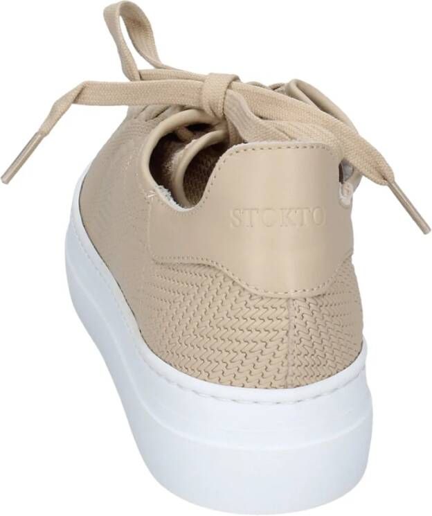 Stokton Leren Dames Sneakers Beige Dames