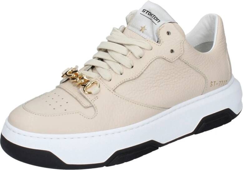 Stokton Leren Damessneakers Beige Dames