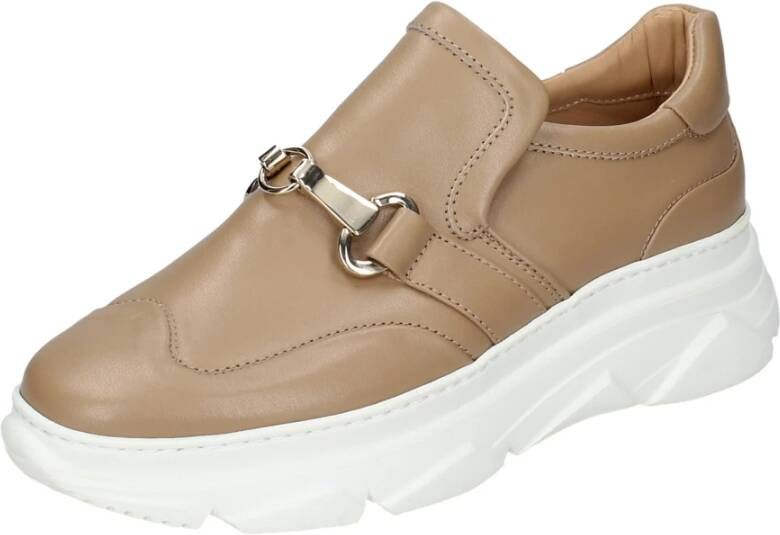 Stokton Leren Damessneakers Beige Dames