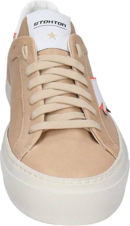 Stokton Leren Heren Sneakers Beige Heren