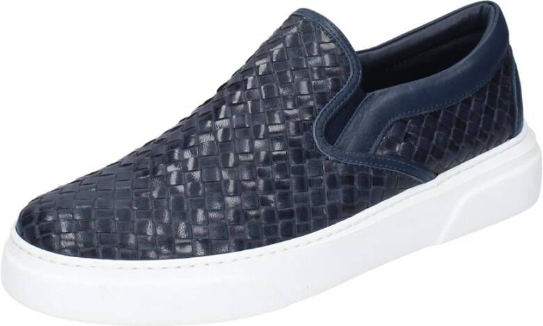 Stokton Leren Slip-On Sneakers voor Mannen Blue Heren