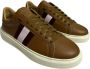 Stokton Leren Sneakers met Elastische Zijde 4cm Rubberen Zool Brown Heren - Thumbnail 2