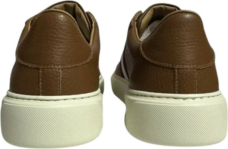 Stokton Leren Sneakers met Elastische Zijde 4cm Rubberen Zool Brown Heren