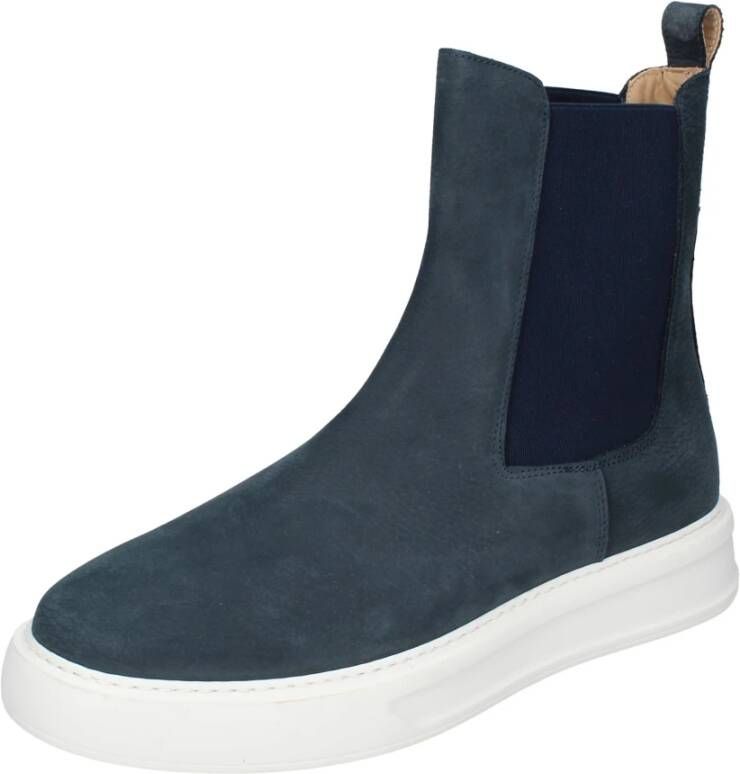 Stokton Nubuck Leren Enkellaarzen Mannen Blue Heren