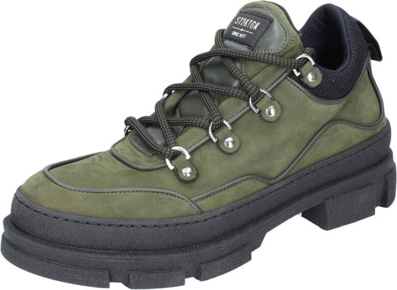 Stokton Nubuck Leren Enkellaarzen voor Mannen Green Heren