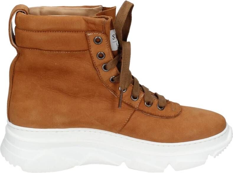 Stokton Nubuck Leren Enkellaarzen Vrouwen Brown Dames