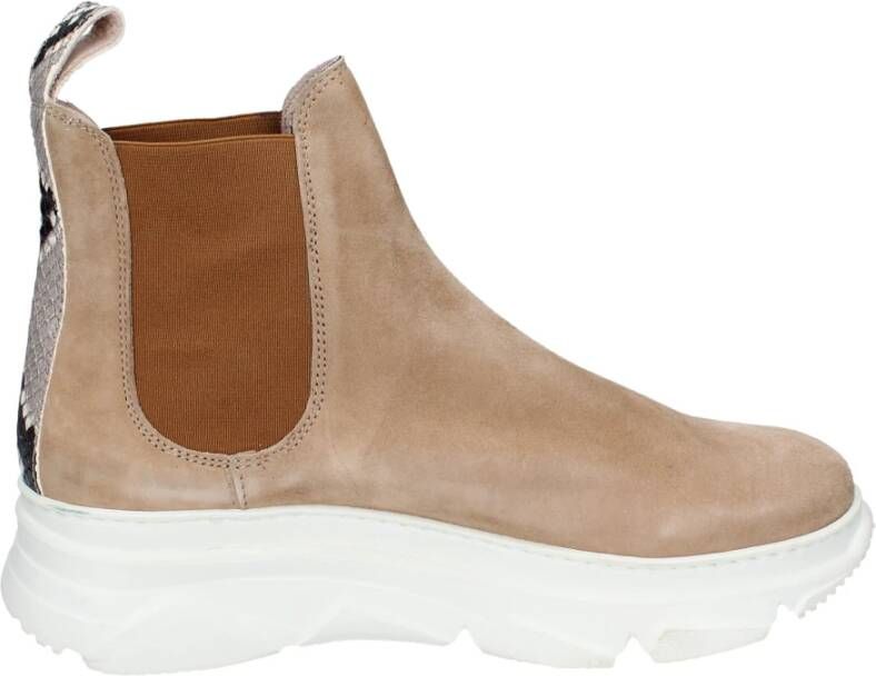 Stokton Suede Enkellaarzen voor Vrouwen Beige Dames