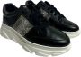 Stokton Zwarte leren sneakers met zilveren strass band Black Dames - Thumbnail 3