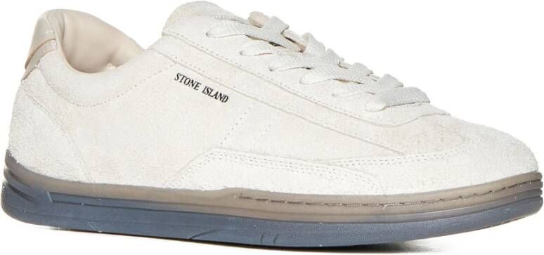 Stone Island Beige Suède Sneakers met Logo Detail Beige Heren