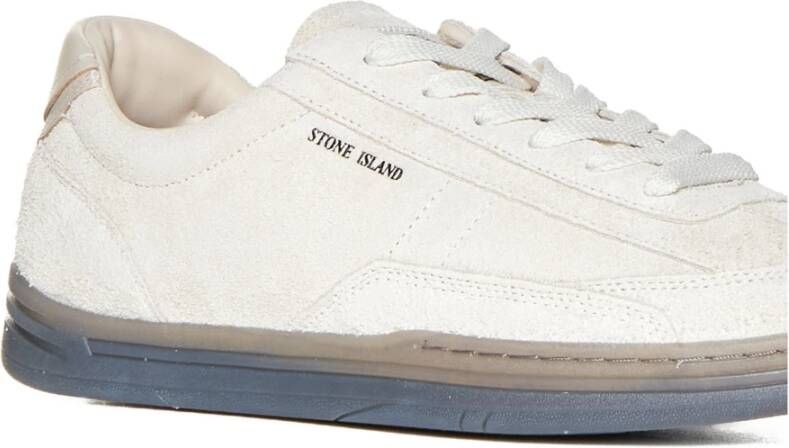 Stone Island Beige Suède Sneakers met Logo Detail Beige Heren