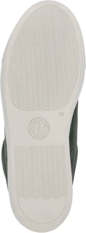 Stone Island Groene Suède Sneakers Ronde Neus Green Heren