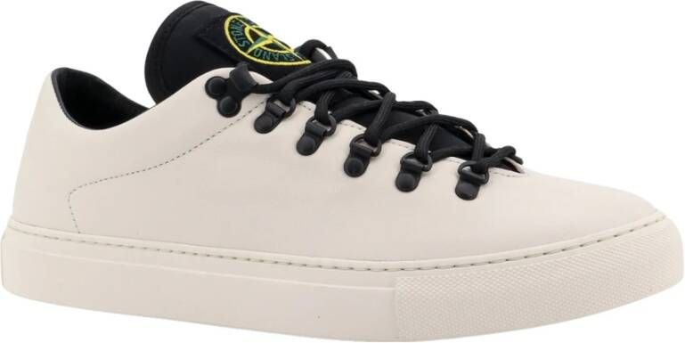 Stone Island Leren Logo Patch Sneakers White Heren