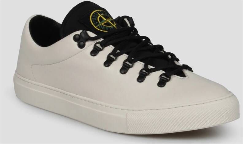 Stone Island Leren Vetersneakers Fw24 White Heren