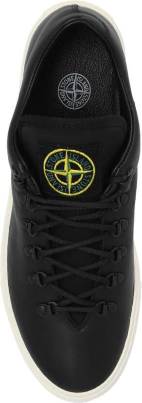 Stone Island Leren wandelsneaker geïnspireerd op trekking met metalen details Black Heren