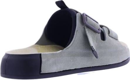 Stone Island Leren Sandal Tape Sliders Groen Heren