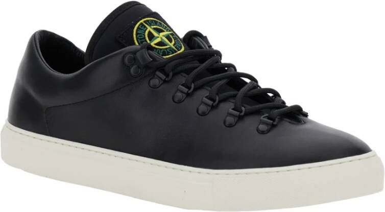 Stone Island Zwarte Bergleren Sneakers Black Heren