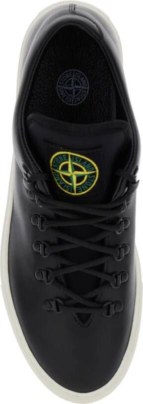 Stone Island Zwarte Bergleren Sneakers Black Heren