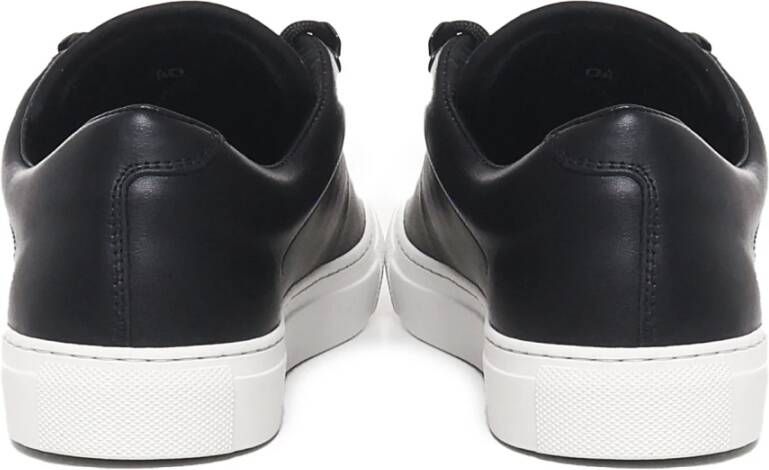 Stone Island Zwarte Leren Sneakers Rubberen Zool Black Heren