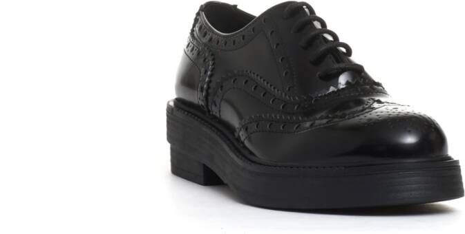 Strategia Zwarte Leren Brogue Veterschoenen Black Dames