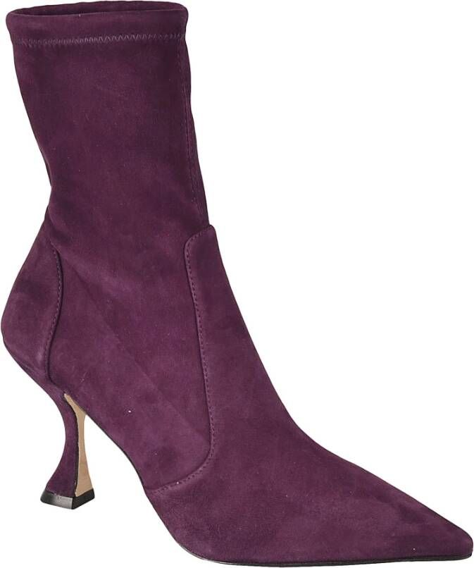 Stuart Weitzman Aubergine Enkellaarzen voor Dames Purple Dames