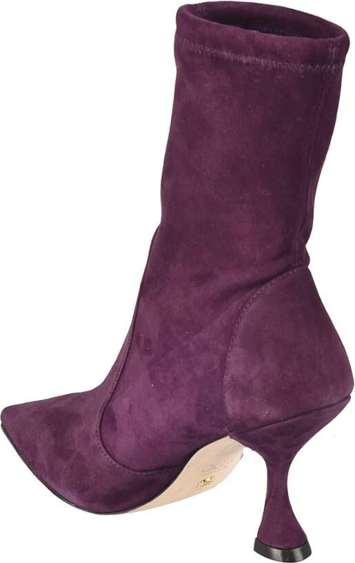 Stuart Weitzman Aubergine Enkellaarzen voor Dames Purple Dames