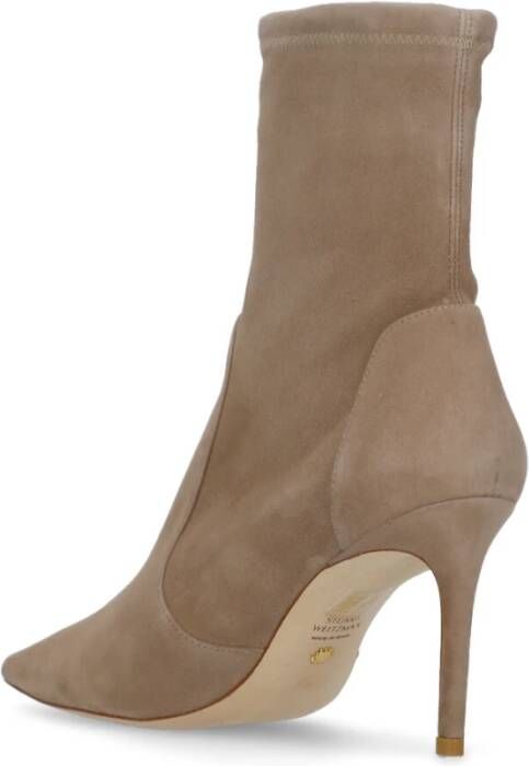 Stuart Weitzman Beige Suède Enkellaarzen Beige Dames