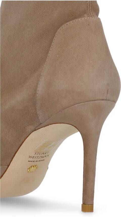 Stuart Weitzman Beige Suède Enkellaarzen Beige Dames