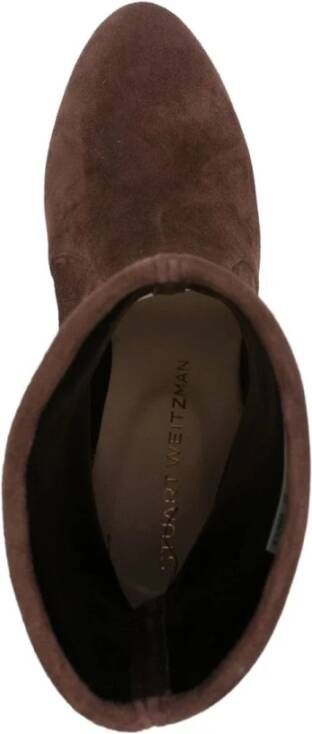 Stuart Weitzman Beige Suède Slip-On Blokhak Laarzen Beige Dames