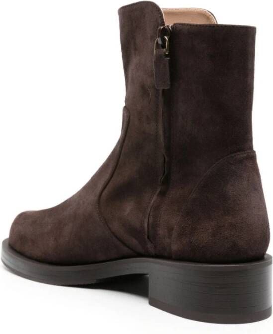 Stuart Weitzman Gedurfde Zip Btie Enkellaarzen Brown Dames