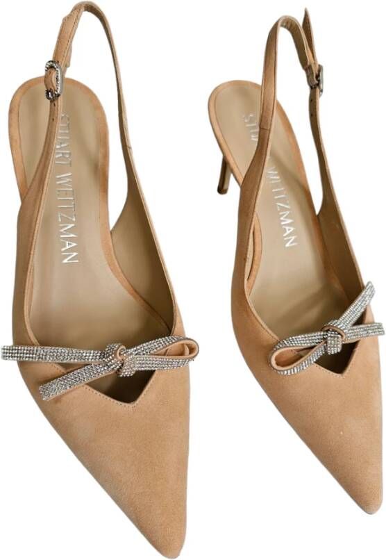 Stuart Weitzman Bow Slingback Pumps met Strass Bow Orange Dames