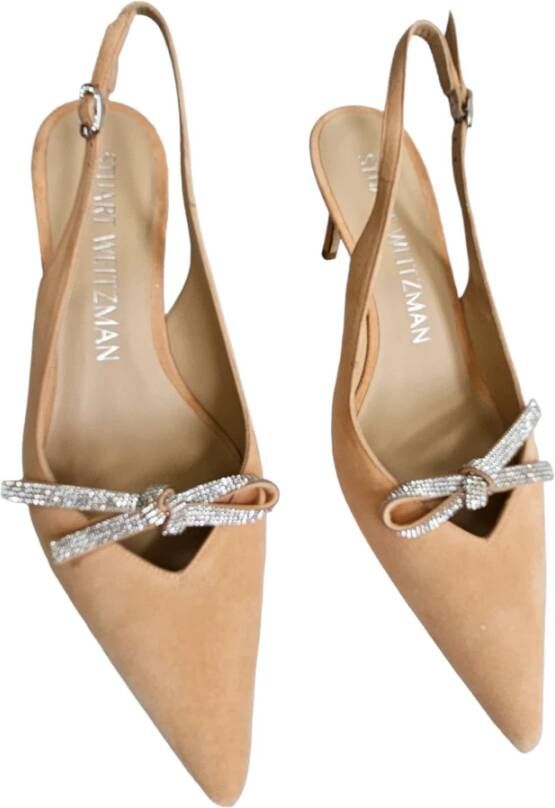 Stuart Weitzman Bow Slingback Pumps met Strass Bow Orange Dames