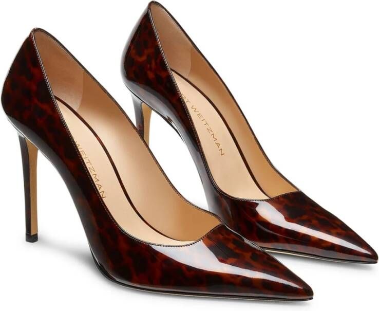 Stuart Weitzman Bruin dierenprint puntige neus pumps Brown Dames