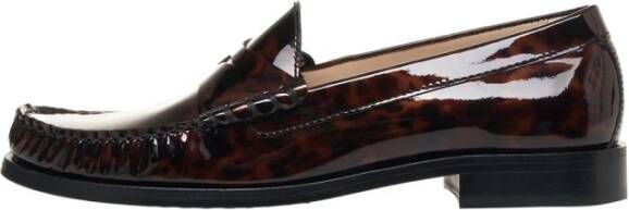 Stuart Weitzman Bruine Ballerina Loafers met dierenprint Brown Dames