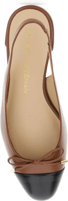 Stuart Weitzman Bruine Ballerina's met Strikdetail Brown Dames