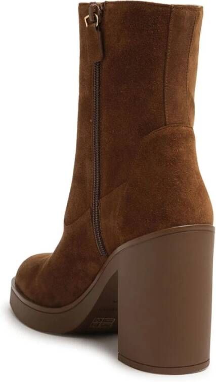 Stuart Weitzman Bruine Enkellaarzen Luxe Comfort Stijl Brown Dames