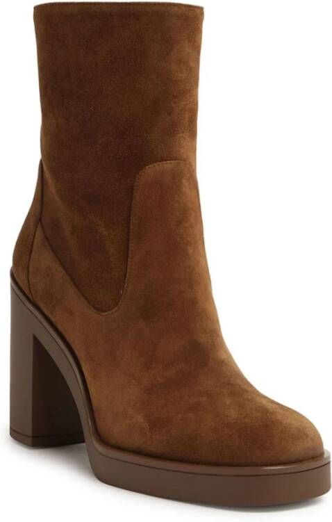 Stuart Weitzman Bruine Enkellaarzen Luxe Comfort Stijl Brown Dames