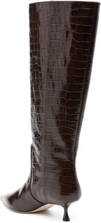 Stuart Weitzman Bruine Krokodil-Effect Naomi Hoge Laarzen Brown Dames