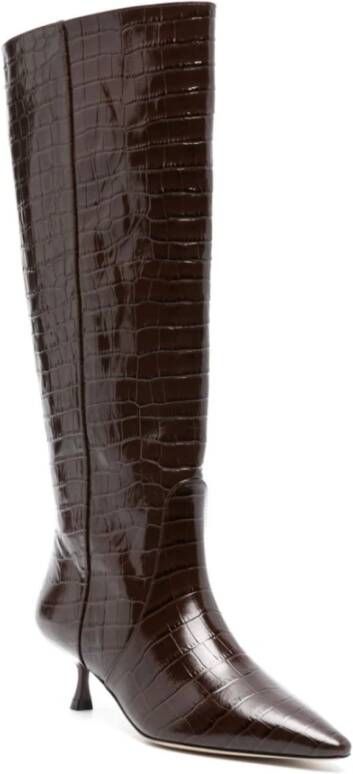 Stuart Weitzman Bruine Krokodil-Effect Naomi Hoge Laarzen Brown Dames