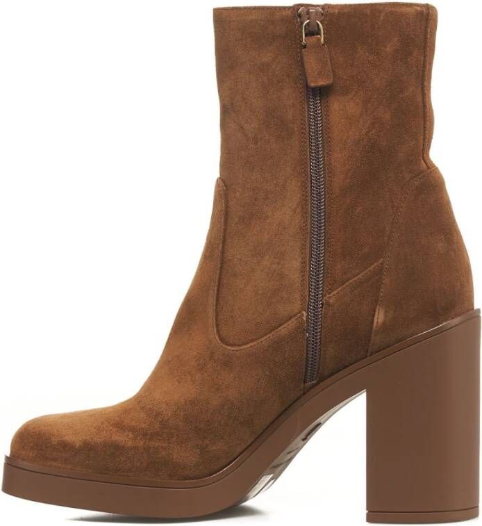 Stuart Weitzman Bruine Suède Rits Enkellaarzen Brown Dames