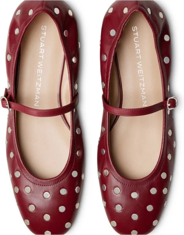 Stuart Weitzman Claris Stud Ballet Flat Red Dames