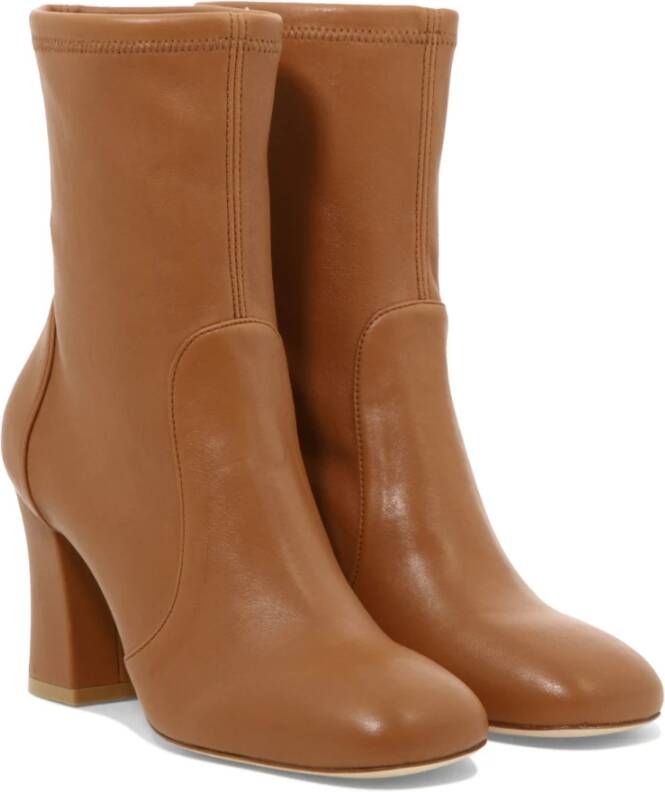 Stuart Weitzman Curveblock Sock Enkellaarzen Brown Dames