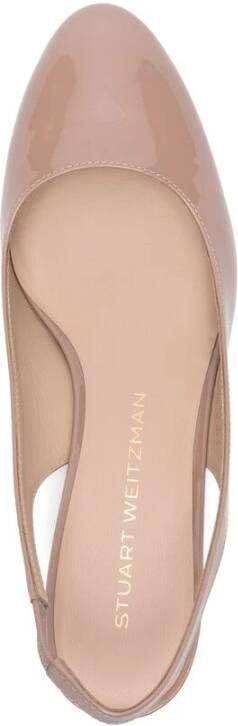 Stuart Weitzman Elastische Slingback Blokhak Schoenen Beige Dames