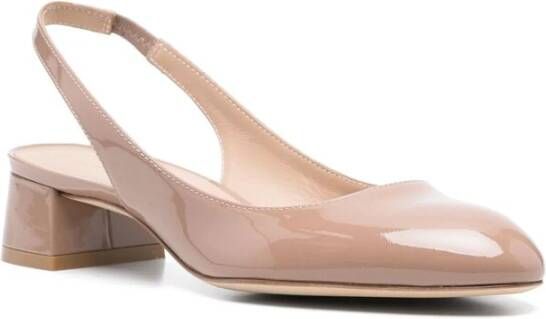 Stuart Weitzman Elastische Slingback Blokhak Schoenen Beige Dames