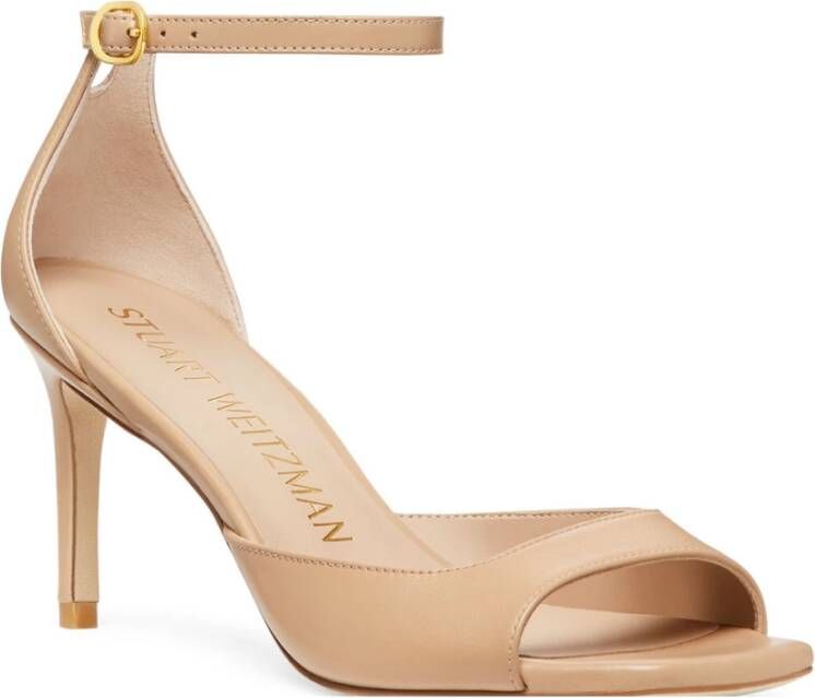 Stuart Weitzman Elegant Square Toe Sandal Beige Dames