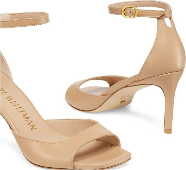 Stuart Weitzman Elegant Square Toe Sandal Beige Dames